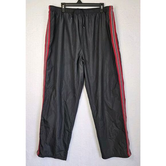 Russell Athletic Y2K Nylon Windbreaker Pants Black/Red‎ Ankle Zip Sz XXL - Picture 1 of 16